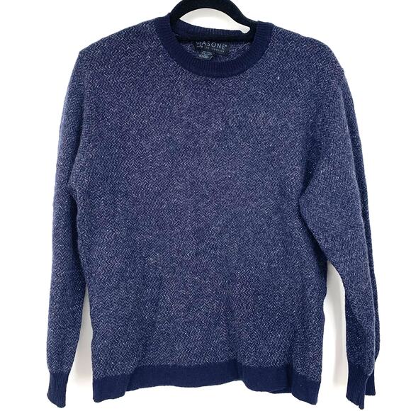 GIASONE Men's Vintage Navy Blue Wool Silk Angora Blend Crewneck Sweater Size L - Picture 1 of 4